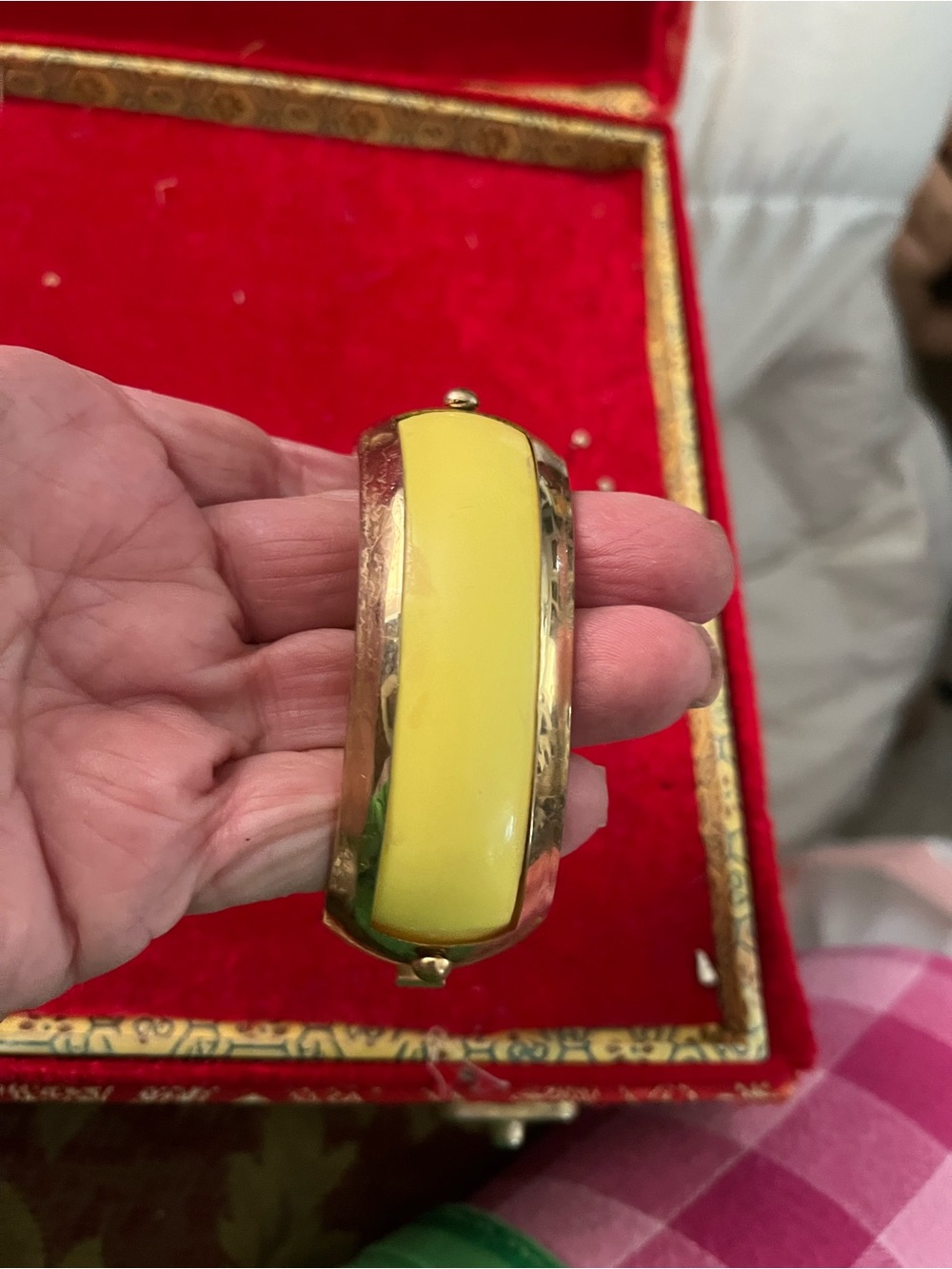 Yellow Center Dome Bangle Bracelet vintage